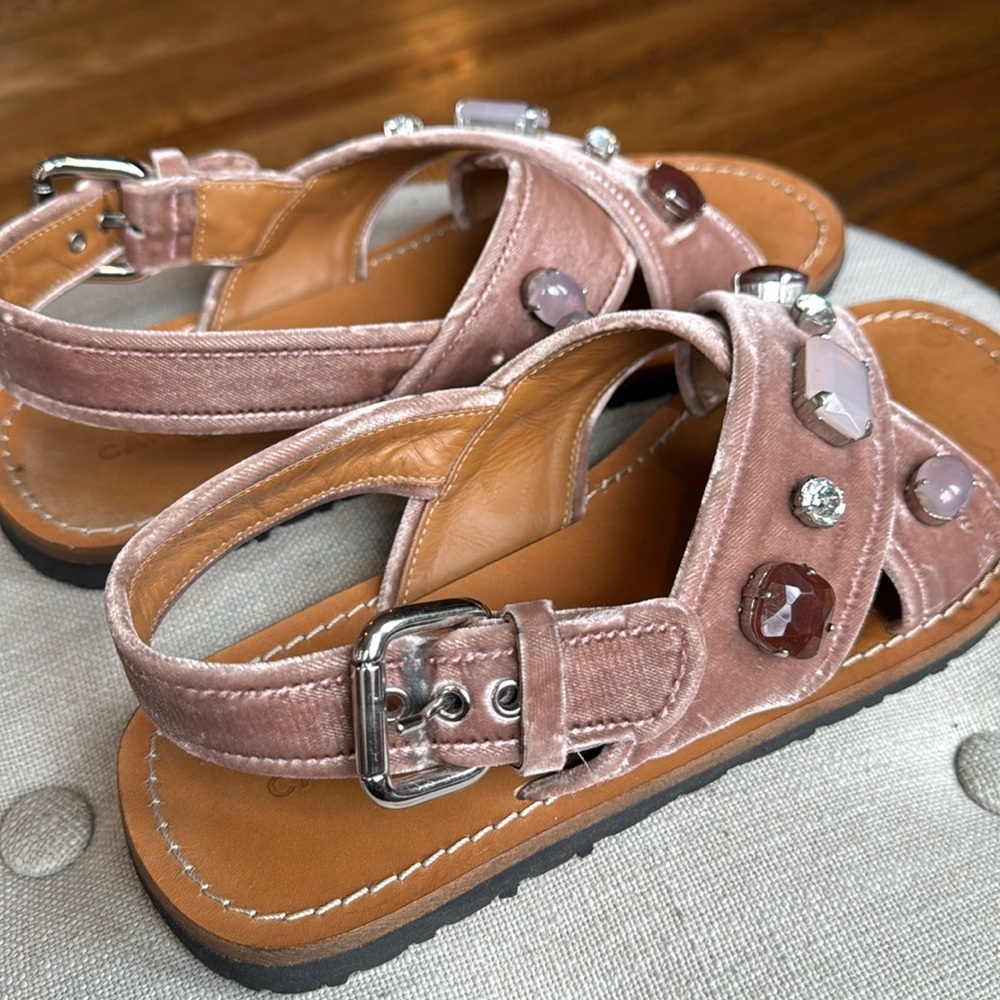 Car Shoe Velvet Sandals with Crystals Pink Blush Jewels Women's 38 KDX 87 O - Picture 7 of 12